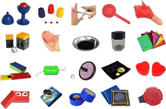 Cocoplus -- Magische goocheldoos - Beginnersset - Complete goochelset - Inclusief toverstok - 20 soorten trucs - Geschikt voor beginners - Diverse kleuren en maten - Goocheltrucs voor kinderen - Magische kit, Magische rekwisieten, Kinderen