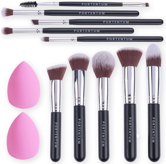 Complete Make-up Kwastenset met 12 Premium Synthetische Kwasten en Schoonheidspons van MIRAIQ