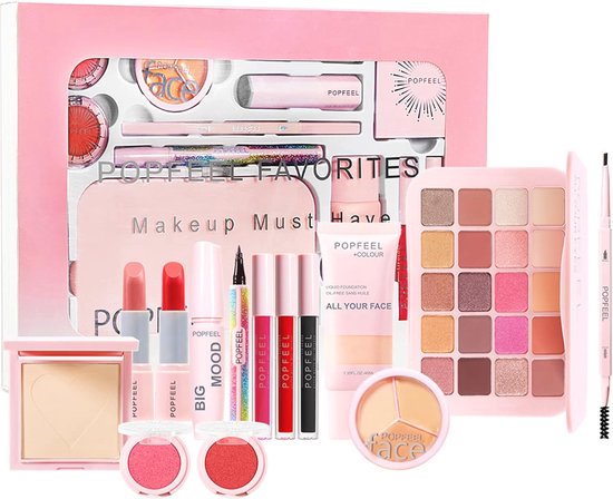 Complete Make-Up Set voor Beginners en Tienermeisjes - Veganistische Make-Up Koffer met Diverse Kleuren en Accessoires van Pixie Crush