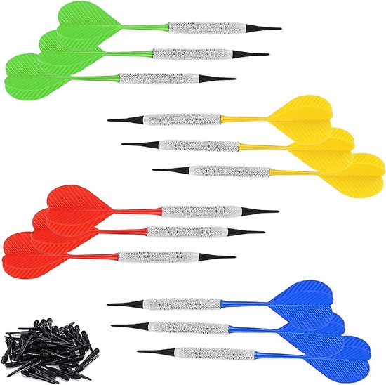 Complete Set van 12 Dart Flights met 36 Dartkoppen en 4 Kleuren voor Beginners en Gevorderden