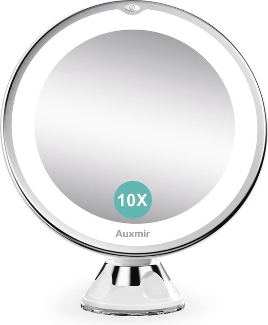 Cosmetische Make-upspiegel met Verlichting en 10x Vergroting - Draaibare Tafelspiegel voor Thuis en Reizen van Merkloos