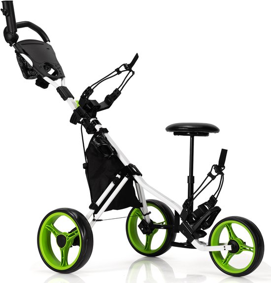 COSTWAY Golftrolley, golftrolley, golftrolley, golfwagen, inklapbaar, golfcaddy golf push cart van aluminium, golfcaddy met parapluhouder, T-stukhouder en opbergtas van Costway