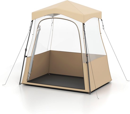 COSTWAY Sporttent, transparante tent met helder zicht, robuust frame en draagtas, campingtent outdoor, pop-up bubble tent voor sporten, aanmoedigen, kamperen van Costway