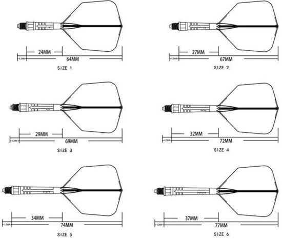 Cuesoul ROST T19 Integrated Dart Flights Big Wing Carbon Black Yellow - Dart Flights Maat 4 van Merkloos