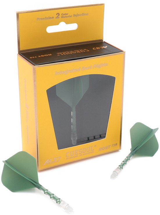 Cuesoul - ROST T19 Integrated Dart Flights - Standard Shape - Clear Green L van Cuesoul