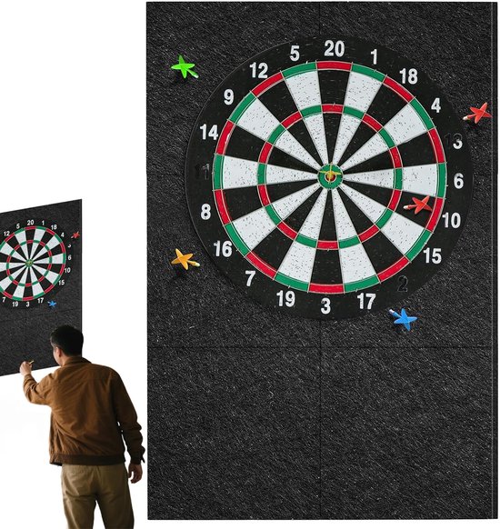 Dailygoods- Dartbord Muurbescherming Vilt - Zelfklevende Rand - Kurk Omranding - Geluidsreductie - 30 x 30 x 1,2 cm - Geelachtig Bruin - Dartbordrand van Dailygoods