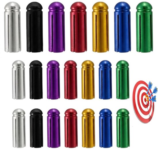 Dailygoods- Dartflight Protector - 21 Stuks - Aluminium - Veelkleurig - Lichtgewicht - Bescherming - 90 Graden Hoek - Dartflight Beschermer