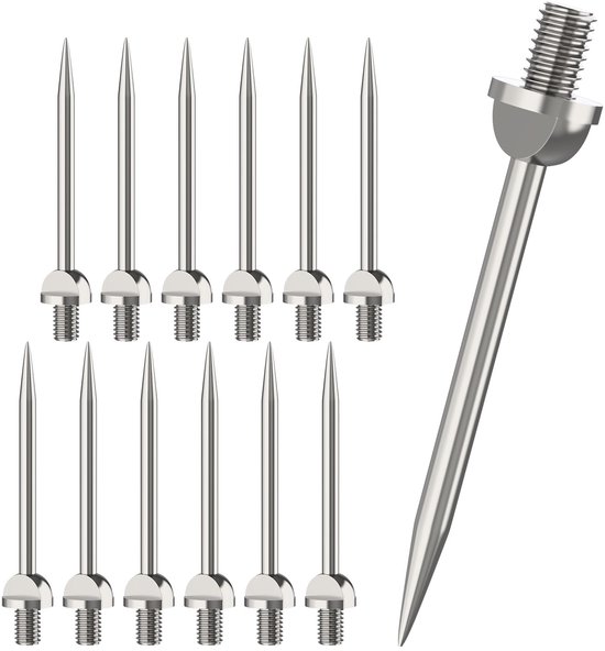Dailygoods- Dartpijlen 12 Stuks - Stalen Punten - Zilveren Dartpunten - Steeldart Punten - Upgrade Softdarts - Nauwkeurige Stalen Punten