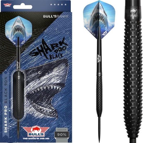 Dailygoods- Dartpijlen 90% Wolfraam - Bull's Shark Pro Black - Steeldart - Precisie - Controle - Unieke Grip - Steeldarts