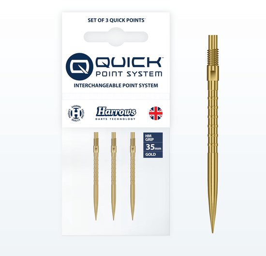 Dailygoods- Dartpunten 35 mm - Quick Points Systeem - Vingergreepringen - Gouden Dartpunten - Steeltip Dartpunten - Snelle Pointswaps - Dartpijlen van Dailygoods