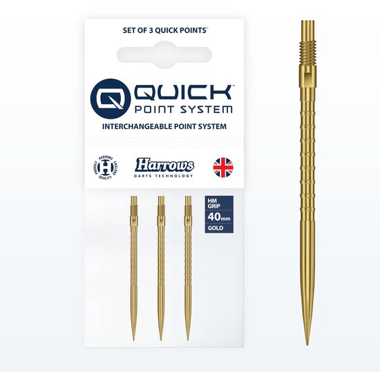 Dailygoods- Dartpunten 40 mm - Quick Points Systeem - Vingergreepringen - Scherpe punten - Goud - Ryan Searle geïnspireerd - Dartpijlen