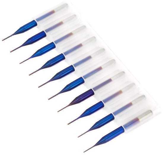 Dailygoods- Frees Set 10 Stuks - Harde Staal - CNC Frees - Precisie Bewerking - Hoge Hardheid - Voor PCB en Kunststof - Freesbit