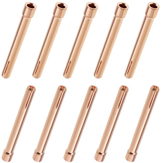 Dailygoods - Tungsten Elektrode Collet Tips - 10 Stuks - Hoogwaardige Lasaccessoires - Rood Koper - Geschikt voor WP17 WP18 WP26 - 2.4mm van Dailygoods