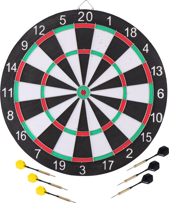 Darbord - inclusief 6x dartpijlen - D42 cm - dart set van Merkloos