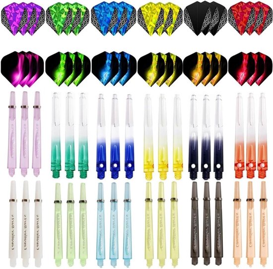 Dart Accessoires Set - Dart Onderdelen - Binnen Sporten - 72 Delige Set - 50 mm Schachtlengte - Kleurrijk