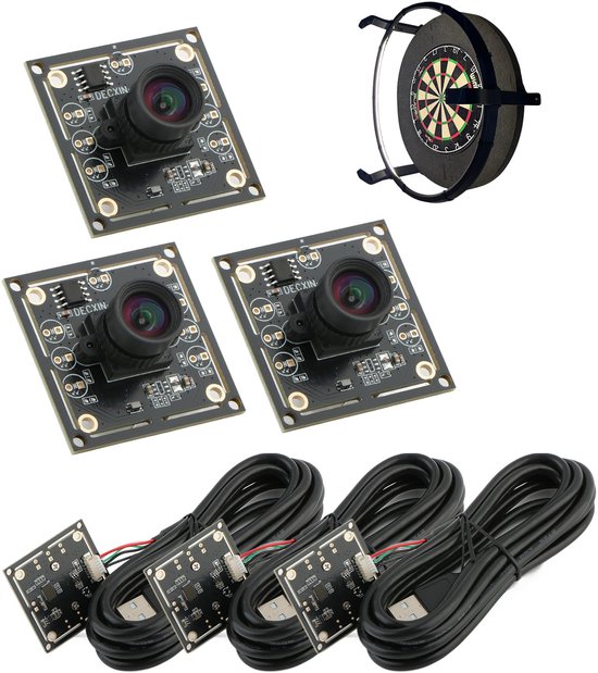 Dart Camera Systeem Geschikt voor AutoDarts – Automatische Darts Puntentelling met 3 HD 720p USB Camera’s & 3 USB-kabels – 100° Lens & Nauwkeurige Registratie – Dartaccessoires voor Dartbord – MMOBIEL van Merkloos