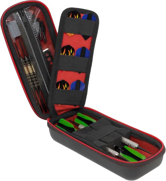 Dart Case Holster - 3 dartetui voor softtip dartpijlen met opbergruimte voor plastic tips - 12 flightslots - schachten en meer accessoires - vergrendelend schuimontwerp - perforatiebestendige