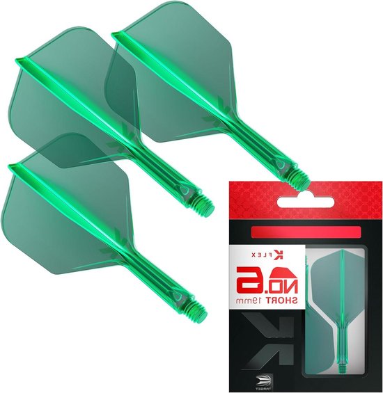 Dart Flights en Shafts - Geïntegreerde Vluchten - Precisie Darten - 90 Graden Hoek - Intermediate 26mm - Groen van Dart
