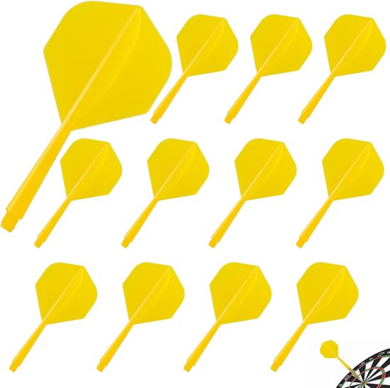 Dart flights met schachten - Vaste flights - Verbeter werpen - Geïntegreerd systeem - 12 stuks - Geel