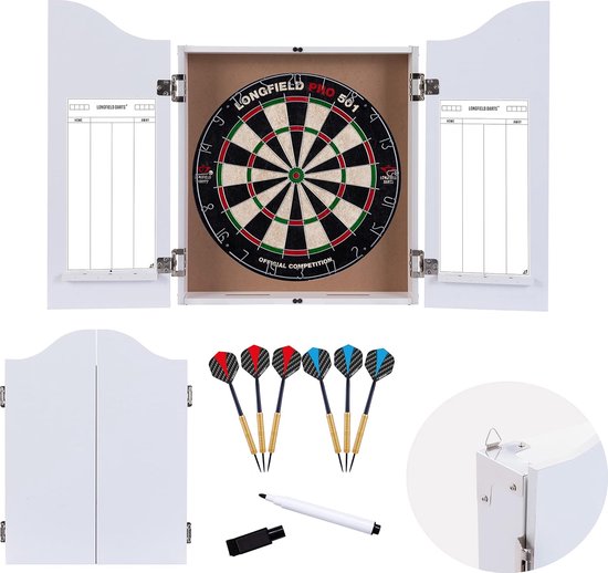 Dart Kabinetset Compleet incl wedstrijddartboard met 2 sets pijlen 9-delige set - Engelhart - 065019 van Engelhart