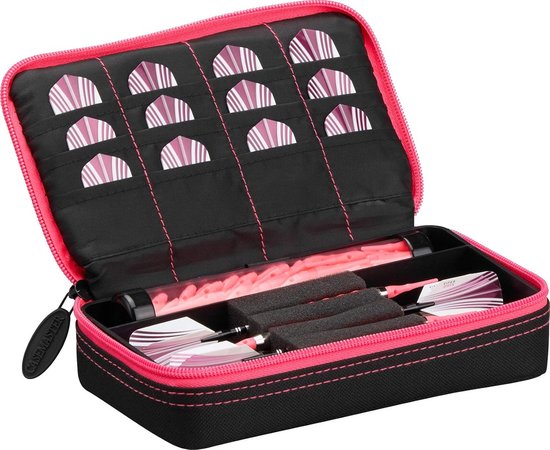 Dart Koffer - Dart Opberger - Dart Spullen - Robuuste Bescherming - 19 x 10.5 cm - Zwart Roze