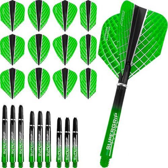 Dart Set - Combi kit – Quantum-X – 3 sets darts shafts – 4 sets darts flights - Groen van Dart
