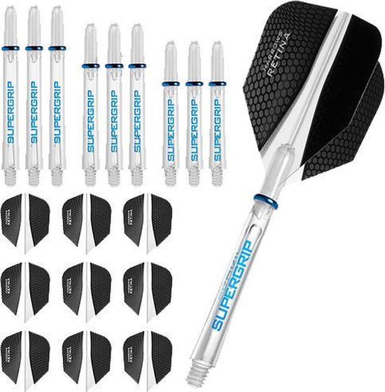 Dart Set - Combi kit - Retina - 3 sets darts shafts - 3 sets darts flights - clear van Dart