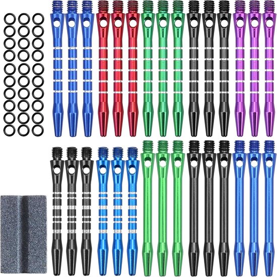 Dart Shafts 2BA Aluminium met Rubber Ring en Slijpsteen - 30 Stuks voor Precisie Darten en Verbeterde Grip