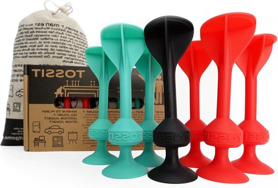 Dart spel met zuignap en petanque voor binnen en buiten - vloer en muur - krachtige duurzame siliconen - Starter Pack - Rood Cyaan van Dart