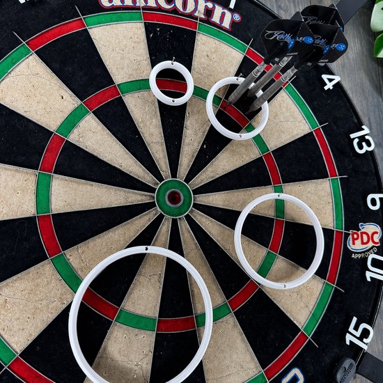 Dart Trainingsringen Set van 8 – Witte Oefenringen Dartbord – Precisie Training Dart – Dart Accessoires voor Beginners en Gevorderden van Merkloos