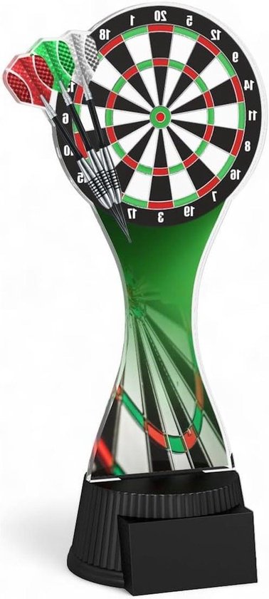 Dart Trofee - Prijs Acryl - Wedstrijd Prijzen - Uniek Exclusief - 190mm Hoog - Veelkleurig van Dart