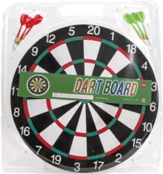 Dartboard 40 cm. met 6 dartpijlen van Longfield