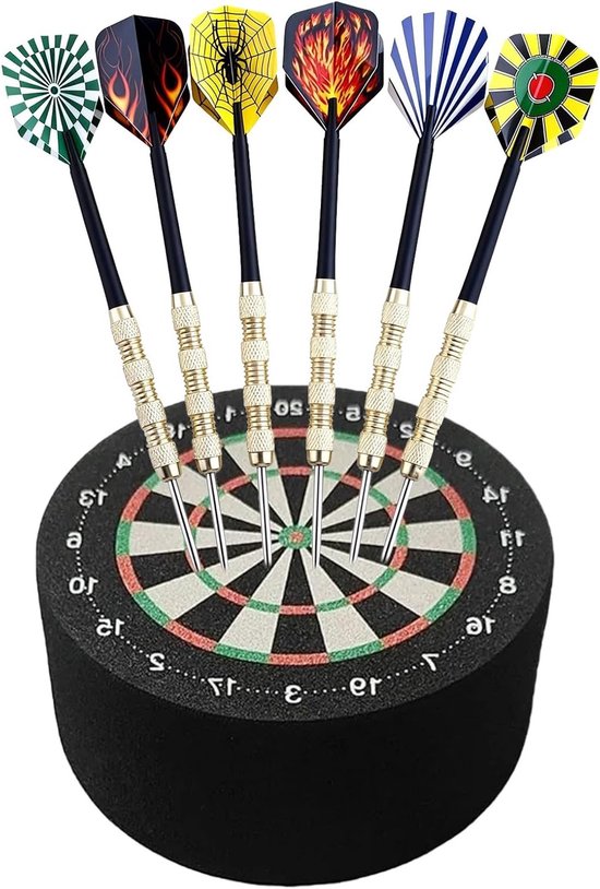 Dartboard houder 10 x 4 cm met 15 cm dart met metalen punt, mini doel, accessoires voor dartspellen en thuisvermaak van Merkloos