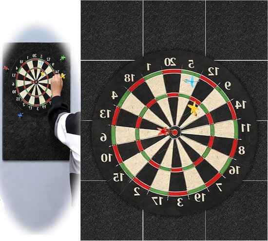 Dartboard Wandbeschermer Set van 4, Zelfklevende Wandrand, Vilt Achterkant, Ideaal voor Dartliefhebbers en Bescherming van de Muur van Merkloos
