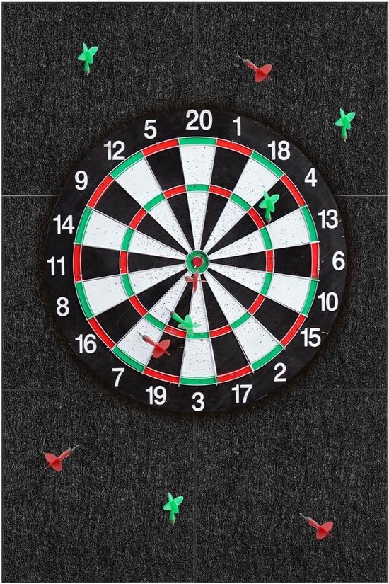 Dartboard Wandbeschermers Set van 6 Stuks 30x30 cm Zelfklevende Wandtegels voor Dartbord Bescherming en Geluidsisolatie in de Speelkamer Zwart