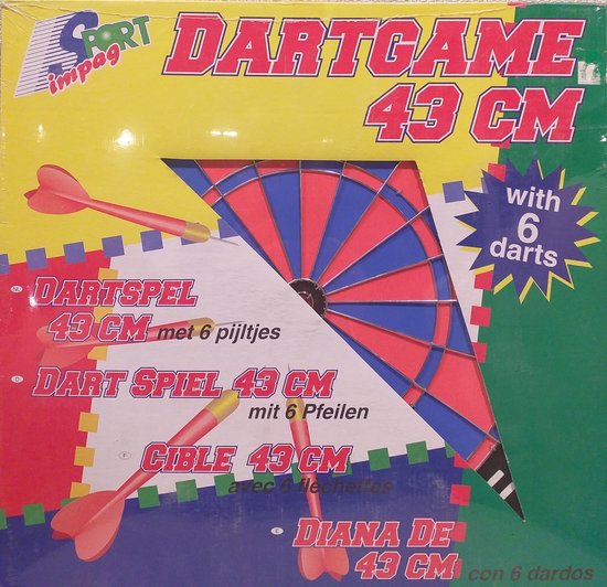 Dartbord 43 cm - met 6 plijltjes - Sport Impag van Dart