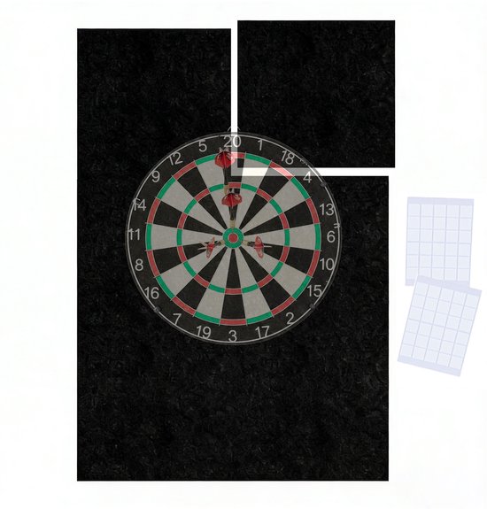 Dartbord bescherming - 6-delig - 60x90 cm - zwart
