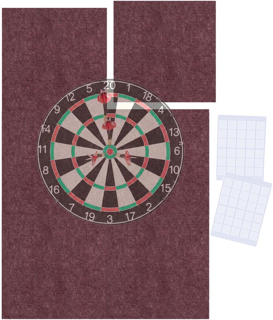 dartbord-beschermingsset-60x90 cm-6-delig-bordeaux van Merkloos