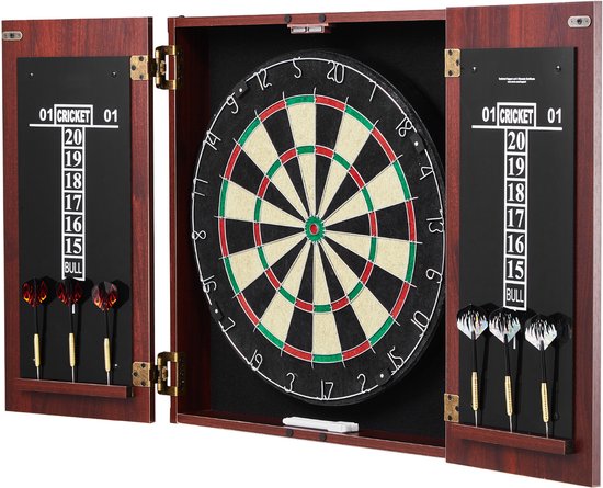 Dartbord en Kast set, Kant-en-Klaar Pakket in Officieel Formaat. Verborgen Kast met Eenvoudige Montage, Alle Accessoires, Ideaal Voor Cricketwedstrijden. van Merkloos