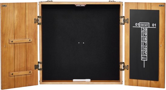 Dartbord Kast, Massief Hout - Officiële Maat - Met Scorebord en Accessoires - Eenvoudige Montage - Dartbord Niet Inbegrepen van Merkloos