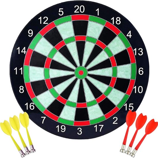 Dartbord Magnetisch - Veilig Dartbord met 6 Dartpijlen - Dubbelzijdig Speelbord voor Kinderen en Volwassenen - Duurzaam Rolbaar Design voor Binnen en Buiten - Compleet Dartspel Set voor Familie en Feestjes van Merkloos