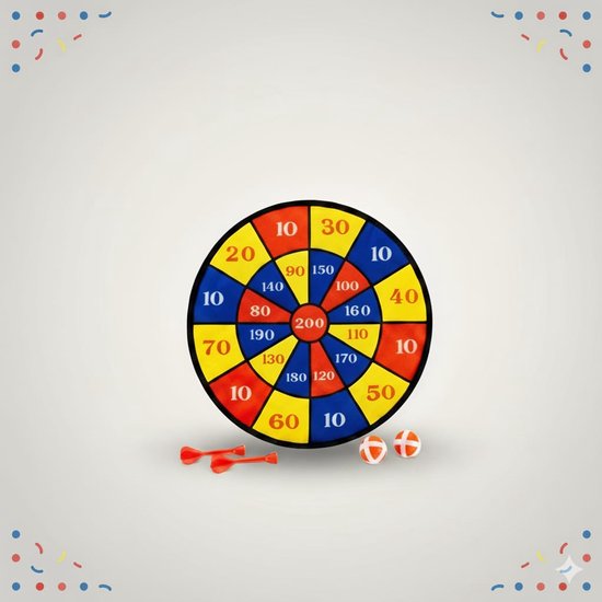 Dartbord Met Klittenband - Dartspel voor Kinderen - 4-Delig (2 Darts & 2 Balletjes) - 36 cm - Jongens & Meisjes - Veilig Speelgoed - Leuk Cadeau