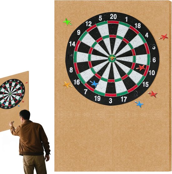 Dartbord muurbescherming zelfklevend - Wandbescherming achter dartbord - Vilten achterwand tegen pijlen - Bescherming tegen weersinvloeden - Oxford polyester PU coating - Voor vlakke gladde muren - Bruin - 2x 210x75x80 cm