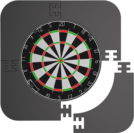 Dartbord Omlijsting 66 cm Vierkant En 2,5 cm Dik – 4-Delige Montage En Zonder Bevestigingsmateriaal – Wandbescherming Voor Thuis, Club En Bar – Zwart van JIMUYU