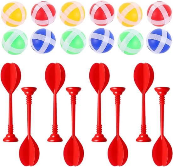 Dartbord schiet speelgoed met 12 plakkerige ballen en 8 dartpijlen voor binnen en buiten, ideaal voor jongens en meisjes van 3 tot 5 jaar.