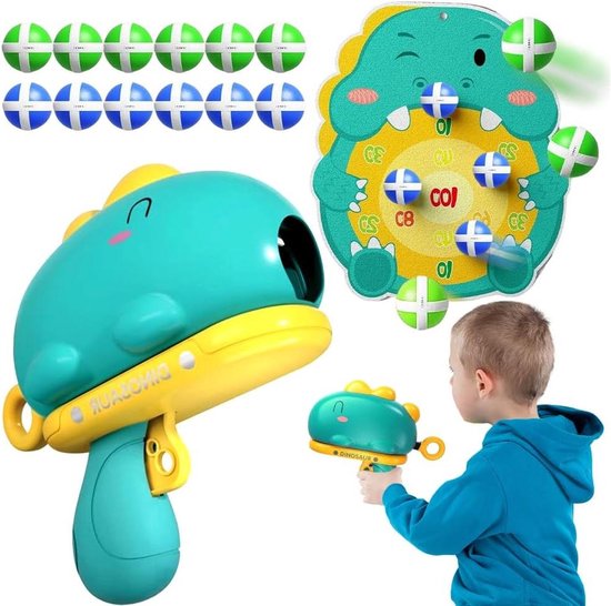 Dartbord schietspeelgoed met klittenband - Dinosaurus thema - om op te hangen - incl. speelgoedpistool, schietschijf en 12 ballen - cadeau voor kinderen van 3-8 jaar van Dart