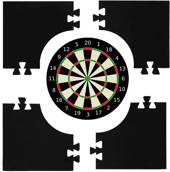 Dartbord Surround Ring 4 Delig, Vierkante Dartbord Muurbescherming voor 45 cm Dartbord, EVA Schuim Beschermrand met Eenvoudige Montage, Zwart 71x71x3 cm van Merkloos