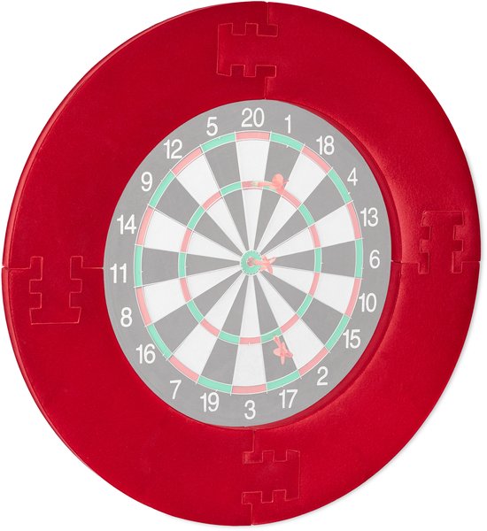 dartbord surround ring R7 - 4-delig - beschermring darts - muurbescherming - EVA - Ø 72 cm - rood van XQMax