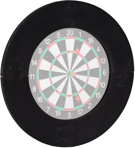 dartbord surround ring R7 - 4-delig - beschermring darts - muurbescherming - EVA - Ø 72 cm - zwart van Relaxdays