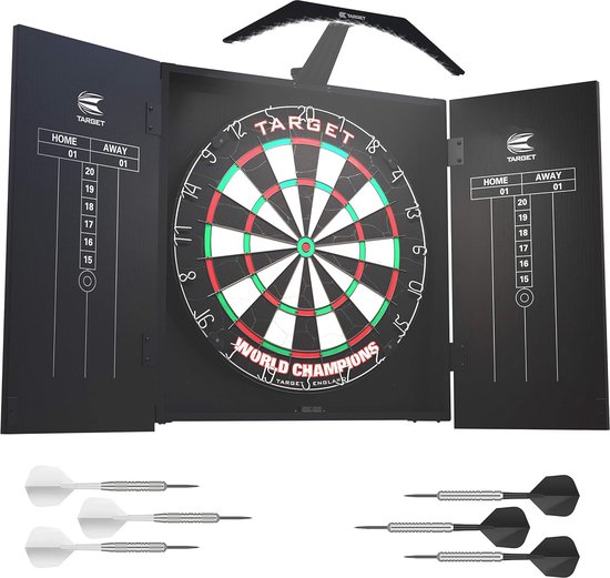Dartbord Verlichtingssysteem Cabinet Set met Wereldkampioenen Dartbord en Darts - Voor Thuisgebruik van Winmau